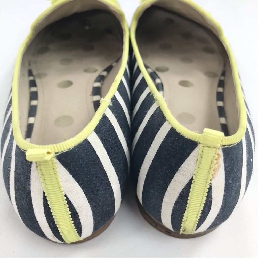 Boden Evelina Navy Blue White Stripe Neon Tassel Slip on Nautical Ballet Flats - Picture 13 of 16